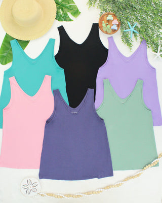 The Double V Tank in Sage