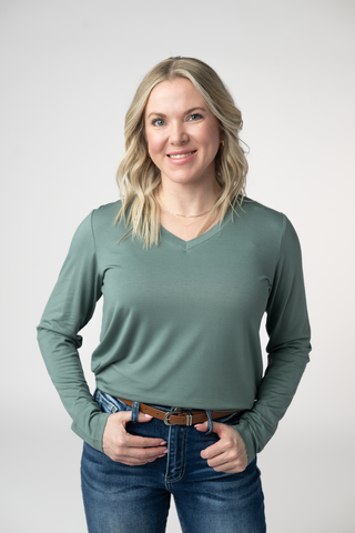 Dusty Jade Long Sleeve Top w/ Thumbholes