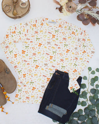 Harvest Bows Long Sleeve Top w/ Thumbholes