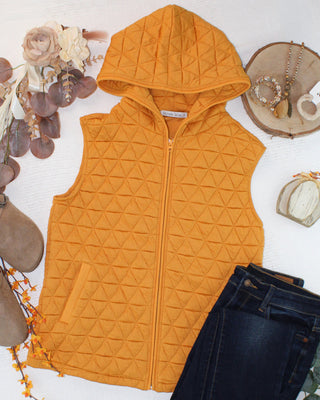 Mustard Geometric Hooded Vest