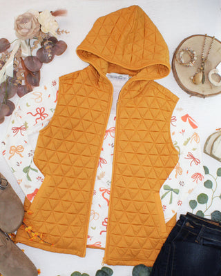 Mustard Geometric Hooded Vest