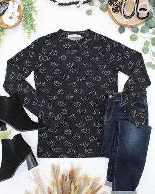 Midnight Ghosts Long Sleeve Top w/ Thumbholes