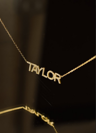 *Pre-Order* Haven Crystal Nameplate Necklace - Water Resistant - Gold & Silver