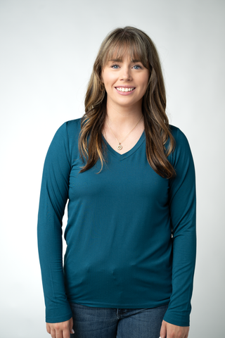 Teal Long Sleeve V-Neck Top