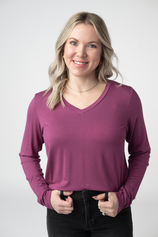 Mulberry Long Sleeve V-Neck Top