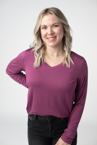 Mulberry Long Sleeve V-Neck Top