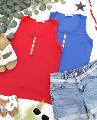 Blue Zipper Tank