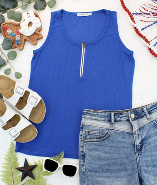 Blue Zipper Tank