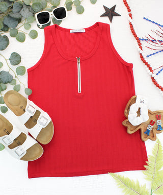Red Zipper Tank