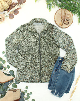 Olive Full Zip Sherpa