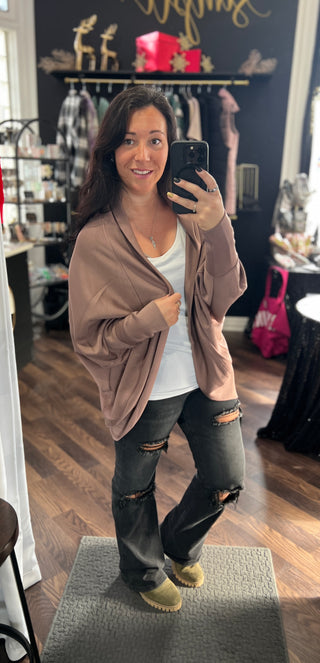 Mocha Luxe Cocoon Cardigan