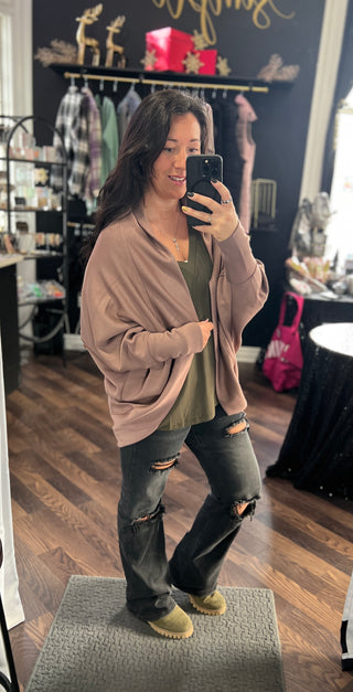 Mocha Luxe Cocoon Cardigan