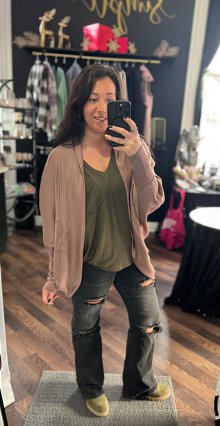 Mocha Luxe Cocoon Cardigan