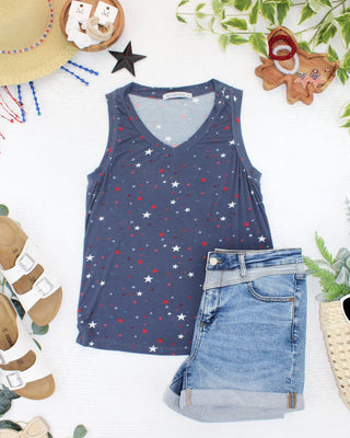 Navy Liberty Stars Relaxed Fit V-Neck Tank
