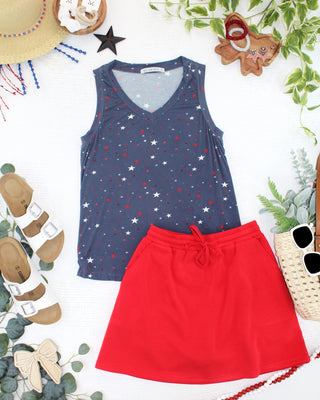 Navy Liberty Stars Relaxed Fit V-Neck Tank