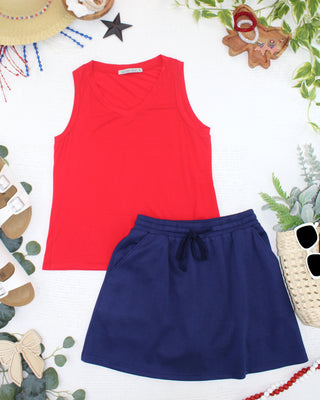 Red Relaxed Fit V-Neck Tank