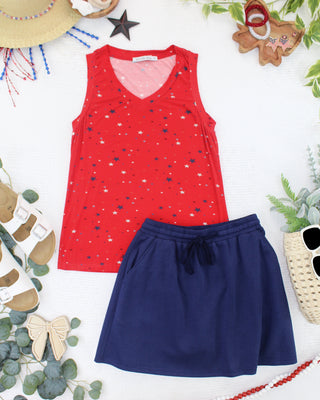 Red Liberty Stars Relaxed Fit V-Neck Tank