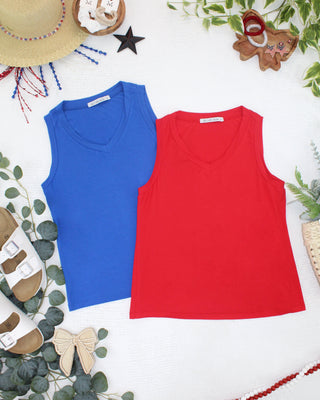 Red Relaxed Fit V-Neck Tank