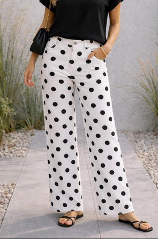 *Pre-Order* Polka Dot Wide Leg Jeans