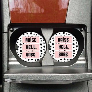 Raise Hell Babe Car Coaster Set