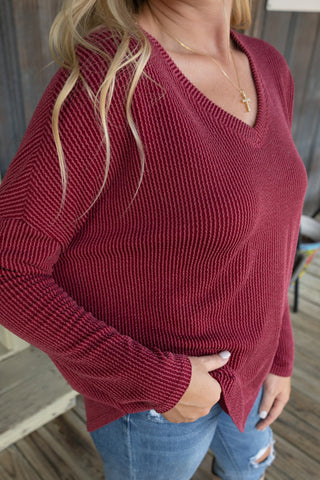 *Christmas in July Day 6* Burgundy Ribbed Long Sleeve