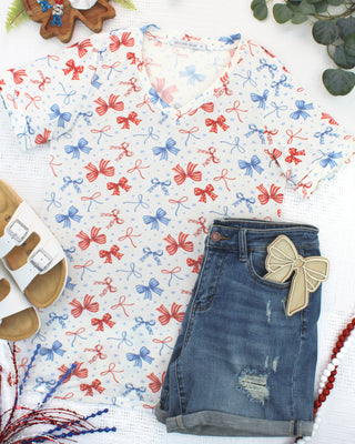 American Bows Relaxed Fit V-Neck Top
