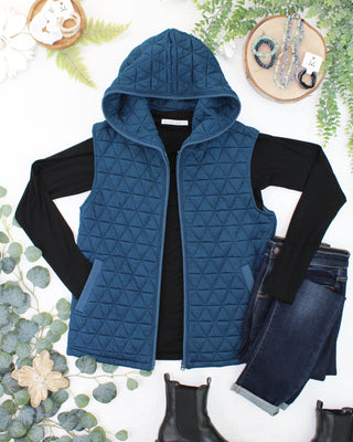 Teal Geometric Hooded Vest