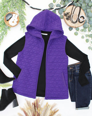 Purple Geometric Hooded Vest