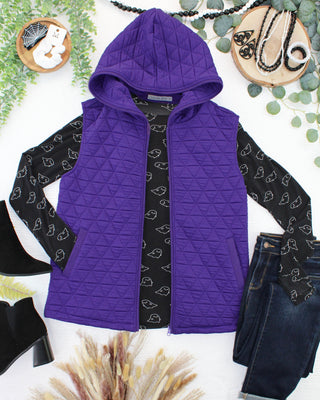 Purple Geometric Hooded Vest
