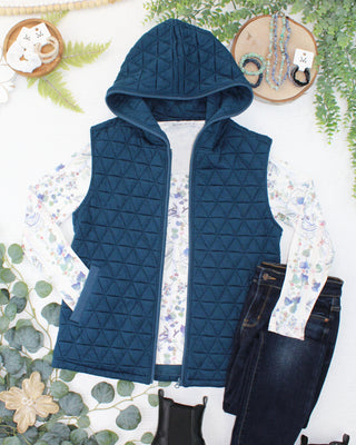 Teal Geometric Hooded Vest
