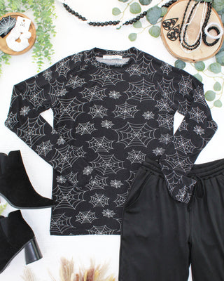 Midnight Webs Long Sleeve Top w/ Thumbholes