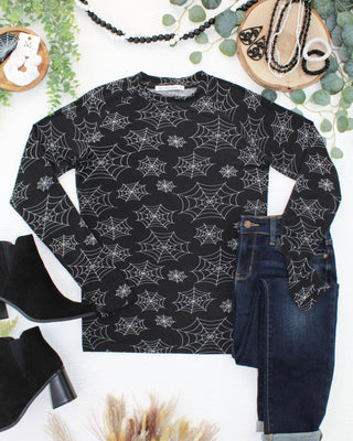 Midnight Webs Long Sleeve Top w/ Thumbholes