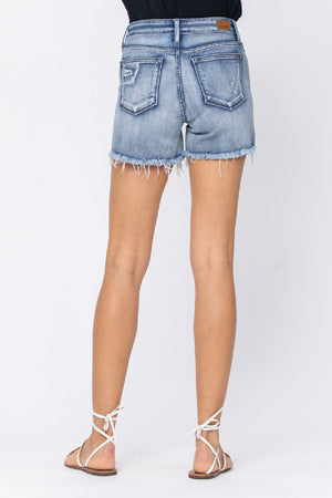 Judy Blue Wash-Out Patch Cut Off Shorts - Style 15207