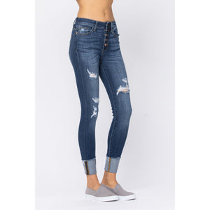 Judy Blue Button Fly Distressed Jeans - Style 82246