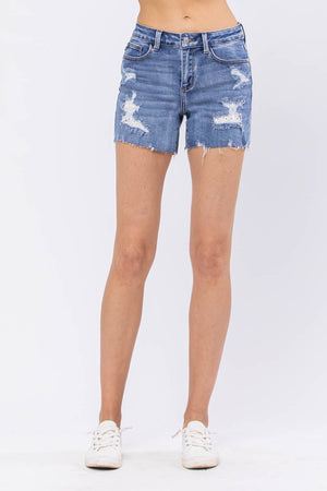 Judy Blue Lace Patch Shorts - Style 150042