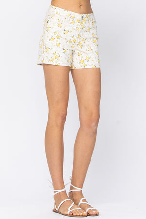Judy Blue Flower Print Shorts - Style 150090
