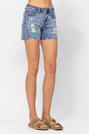 Judy Blue Serape Patch Shorts - Style 150091