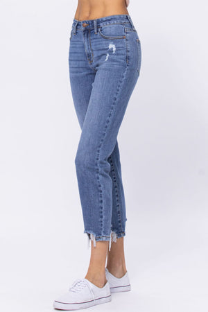Judy Blue Destructed Hem Slim Fit Jeans - Style 88313