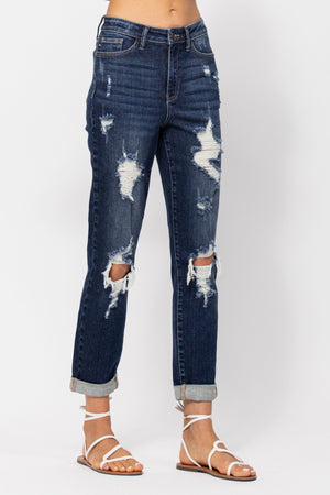 Judy Blue Destroyed Boyfriend Jeans - Style 88220