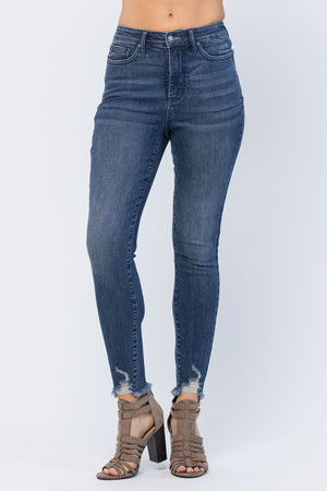 Judy Blue Raw Hem Tummy Control Skinny Jeans - Style 88425