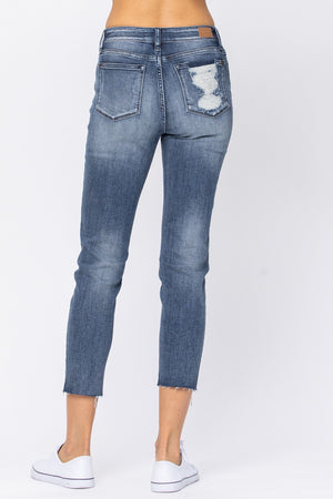 Judy Blue Raw Hem Relaxed Fit Jeans - Style 88191