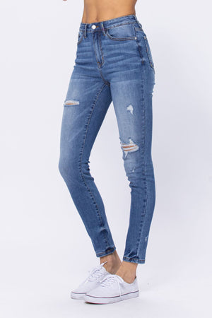 Judy Blue Rainbow Embroidery Pocket Skinny Jeans - Style 88286