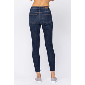 Judy Blue Non-Distressed w/ Raw Hem Skinny Jeans - Style 82201