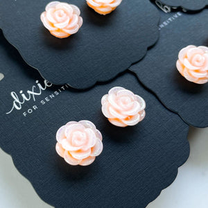 Ombre Glitter Flowers in Orange Sorbet Single Stud Earrings